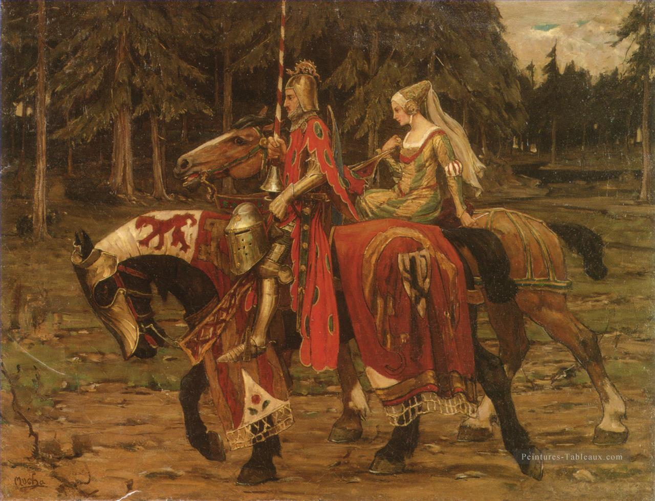 Chevalerie héraldique Art Nouveau tchèque Alphonse Mucha Peintures à l'huile